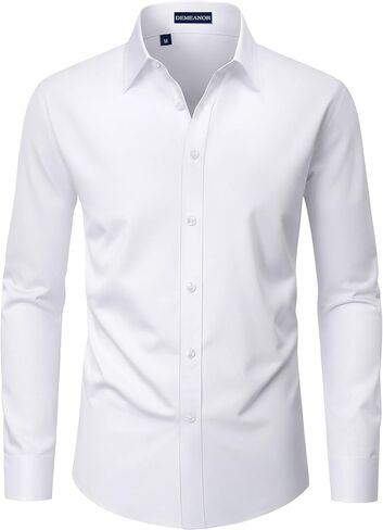 DEMEANOR Mens Dress Shirts Long Sleeve Wrinkle Free Stretch Business Casual Wedding Dating Button Down Shirt in Saudi Arabia