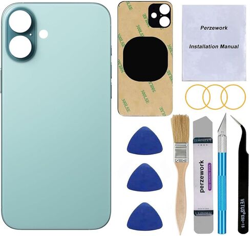 OEM Rear Back Glass Replacement for iPhone 16 6.1-inches with Reparing Tool Kit and Pre-Installed Adhesive (Ultramarine) in Kuwait