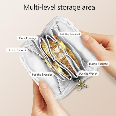 حقيبة تنظيم مجوهرات السفر، حقيبة تخزين لتنظيم المجوهرات المخملية بسحاب، حلقات الرحلة، القلائد، الأقراط، الأساور للنساء (عشب الزهور) in Kuwait