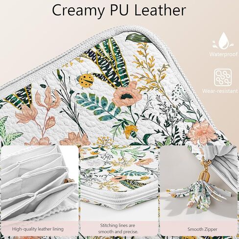 حقيبة تنظيم مجوهرات السفر، حقيبة تخزين لتنظيم المجوهرات المخملية بسحاب، حلقات الرحلة، القلائد، الأقراط، الأساور للنساء (عشب الزهور) in Kuwait