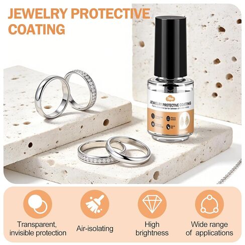 طلاء واقي للمجوهرات، مانع تسرب المجوهرات شفاف وغير مرئي، يوفر حماية دائمة، حاجز وقائي، مناسب للخواتم والأقراط والقلائد والأساور (5 مل) in Kuwait
