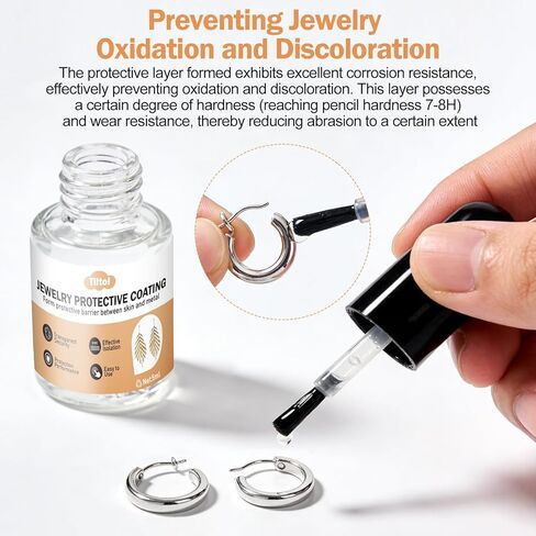 طلاء واقي للمجوهرات، مانع تسرب المجوهرات شفاف وغير مرئي، يوفر حماية دائمة، حاجز وقائي، مناسب للخواتم والأقراط والقلائد والأساور (5 مل) in Kuwait