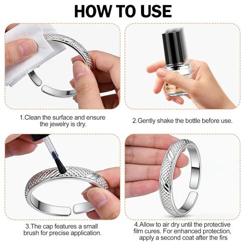طلاء واقي للمجوهرات، مانع تسرب المجوهرات شفاف وغير مرئي، يوفر حماية دائمة، حاجز وقائي، مناسب للخواتم والأقراط والقلائد والأساور (5 مل) in Kuwait