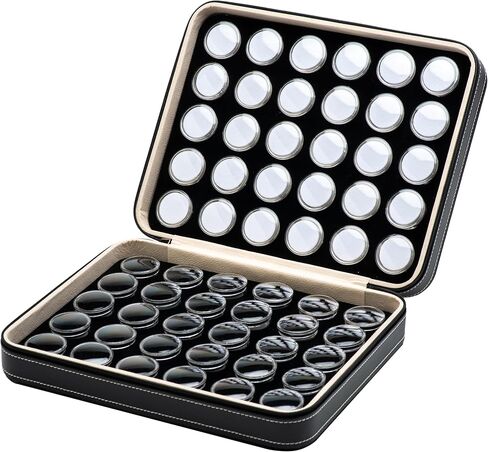 60 PCS Gemstone Display Collection Storage Box with Clear Lid for Gems Diamond and PU Leather Black Bag Holder Container (Black-60pcs) in Saudi Arabia