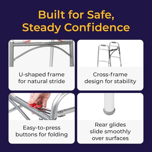 Drive Medical 10210-1 Deluxe 2-Button Folding Walker with Wheels in Kuwait