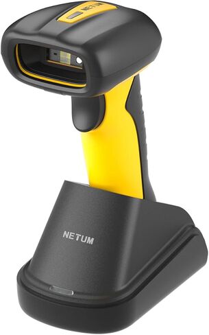NETUM 2D QR ماسح الباركود الصناعي بتقنية البلوتوث مع قاعدة شحن، قارئ رمز شريطي لاسلكي 2D/1D مطور، بطارية 2600 مللي أمبير في الساعة، مقاوم للماء والغبار، بدون استخدام اليدين لنظام التشغيل Windows وMac وAndroid وiOS (NT-1950) in Saudi Arabia