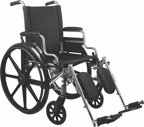 Medline Lightweight & User-Friendly Wheelchair With Flip-Back, Desk-Length Arms & Elevating Leg Rests for Extra Comfort, Black, 18 inch Seat in Saudi Arabia