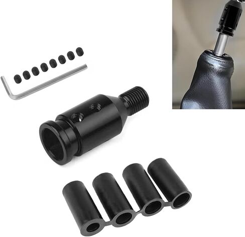 Gear Shift Knob Adapter, Aluminum Alloy Shift Rod Converter, M12 x 1.25 Thread Shift Knob Adapter with 4 Sizing Sleeves, Universal for Most Manual Transmission Cars (Black) in Kuwait