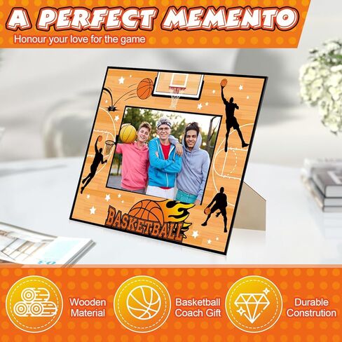 Sumind 6 Pcs Basketball Picture Frame Wooden Sport Themed Photo Frames 4x6 Photograph Gifts for Athletes Coach Team Sports Theme Gifts Tabletop or Wall Display Picture Home Office Decorations in Saudi Arabia