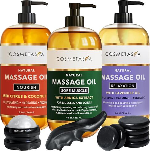 Lavender Relaxation Massage Oil with Massage Roller Ball - No Stain 100% Natural Blend of Spa Quality Oils for Calming, Aromatic, Soothing Massage Therapy in Saudi Arabia