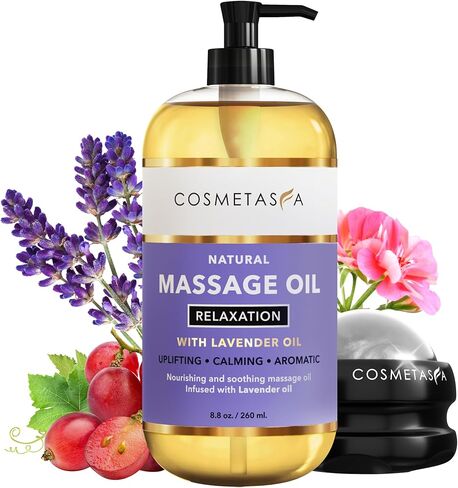 Lavender Relaxation Massage Oil with Massage Roller Ball - No Stain 100% Natural Blend of Spa Quality Oils for Calming, Aromatic, Soothing Massage Therapy in Kuwait