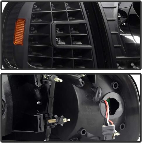 ACANII - For 1997-2003 Ford F150 Expedition Black Housing LED Strip & Corner Signal Headlights Headlamps Pair Left+Right in Saudi Arabia