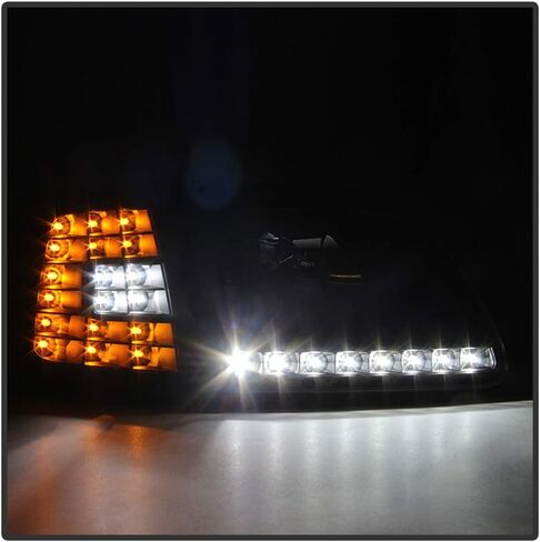 ACANII - For 1997-2003 Ford F150 Expedition Black Housing LED Strip & Corner Signal Headlights Headlamps Pair Left+Right in Saudi Arabia