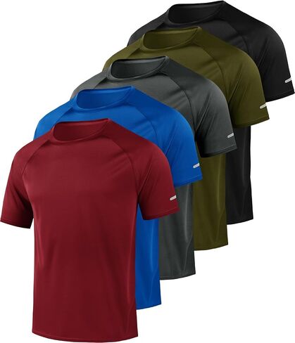 ليتل بيوتي 5 قمصان للتمرين للرجال، قمصان رياضية شبكية سريعة الجفاف وممتصة للرطوبة وأكمام قصيرة تي شيرت in Kuwait