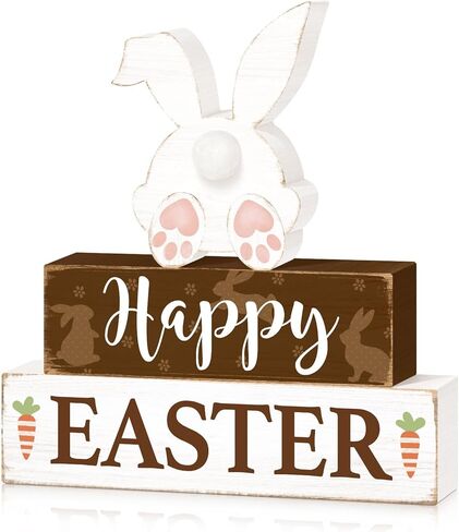 سعيد عيد الفصح الأرنب الجدول الزينة، عيد الفصح كتلة خشبية منضدية علامات المركزية، ريفي مزرعة الربيع الأرنب عطلة الزينة لصينية المتدرج ديكور المنزل 3 الطبقات in Kuwait