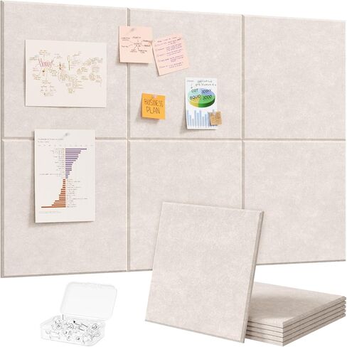 Lifewit 36"x 24" Felt Bulletin Board with Self-Adhesive, 6 Pack Cork Board Alternative for Walls, Large Pin Board Vision Board Message Board with 30 Pushpins for Office Decor, Room Decor, Black in Kuwait