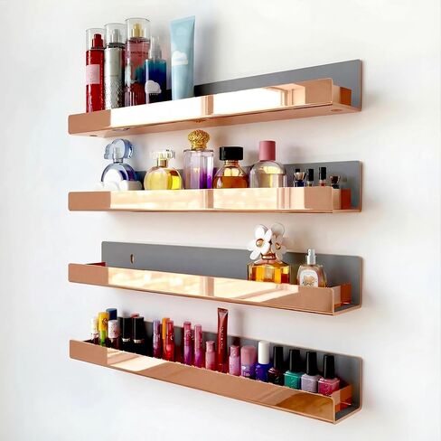 4 Pack 15 Inch Clear Acrylic Shelves, Clear Kids Floating Bookshelf for Kids Room, Modern Nail Polish Rack Sunglasses Essential Oil Picture Ledge Display Toy Storage Wall Shelf in Saudi Arabia