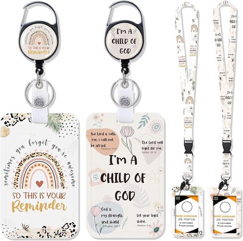Teacher Retractable Lanyard Badge Holder - 2 PCS Cute Teacher Lanyards for ID Badges and Keys, Retractable ID Badge Holder with Breakaway Lanyard, Fashion Carabiner Clip Office School Gifts in Saudi Arabia