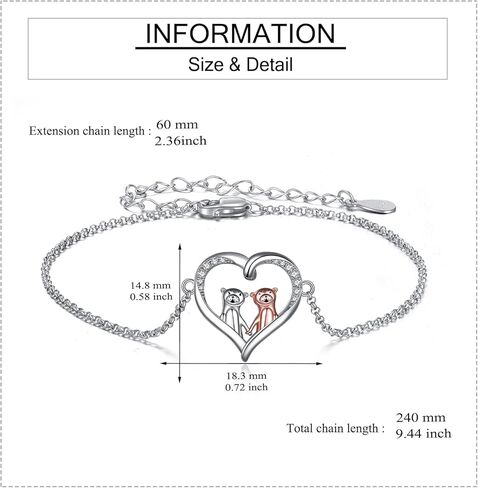 ONEFINITY Otter Gifts for Women Sterling Silver Sea Otter Bracelet Cute Otter Heart Jewelry Bracelet for Mom Sister Gift in Saudi Arabia