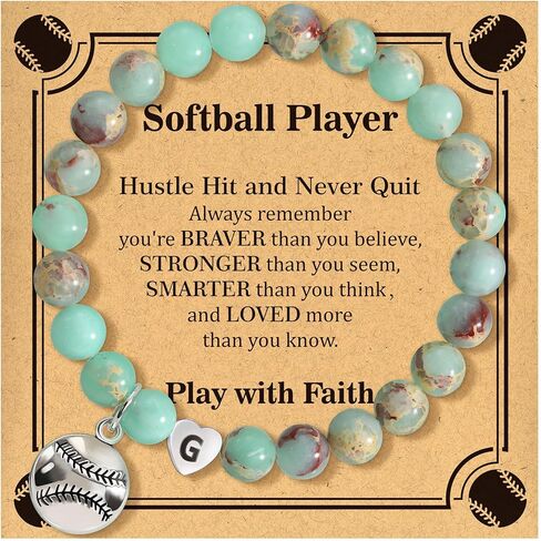 baylay هدايا الكرة اللينة للفتيات في سن المراهقة، الكرة اللينة سوار الملحقات الاشياء للنساء اللاعبين فريق عشاق فتاة في سن المراهقة هدية القلب الأولي سوار المجوهرات هدايا عيد ميلاد للفتيات في سن المراهقة تخزين المواد in Kuwait