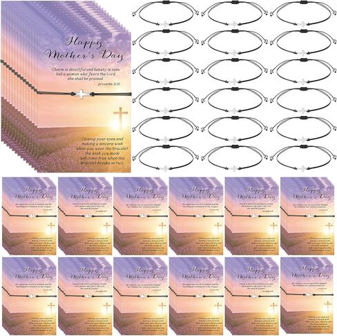 Remuuly Mother's Day Gifts for Church Christian Cross Bracelets with Bible Verse Cards Adjustable Religious Bracelets for Mom in Saudi Arabia
