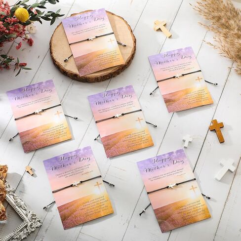 Remuuly Mother's Day Gifts for Church Christian Cross Bracelets with Bible Verse Cards Adjustable Religious Bracelets for Mom in Saudi Arabia