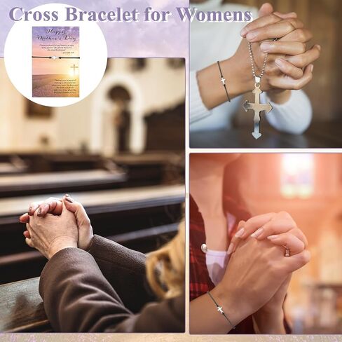 Remuuly Mother's Day Gifts for Church Christian Cross Bracelets with Bible Verse Cards Adjustable Religious Bracelets for Mom in Saudi Arabia