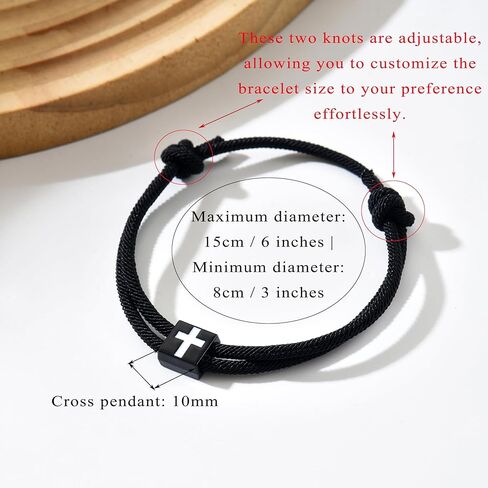 2 Pcs Braided Cross Bracelet for Men Women Adjustable Rope Jesus Bracelet Lucky Strand BFF Wristband Handmade Woven Knot String Bracelets Baptism Christian Religious Gift for Couple Soulmate Easter Basket Stuffer in Kuwait