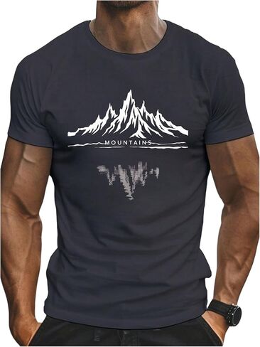 SweatyRocks Men's Graphic Tees Mountain Letter Print Short Sleeve T Shirt Streetwear Going Out Tops in Saudi Arabia