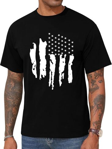 KESIHAN قميص العلم الأمريكي قمصان وطنية للرجال Crewneck عادية رجالي خمر 4th من يوليو الجرافيك تيز in Kuwait