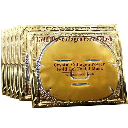 Permotary 6 PCS 24k Gold Crystal Gel Collagen Facial Masks, Treatment Deep Moisturizing Facial Masks For Anti Aging Puffiness Skincare Anti Wrinkle Tighten Skin & Revitalize Skin in Kuwait