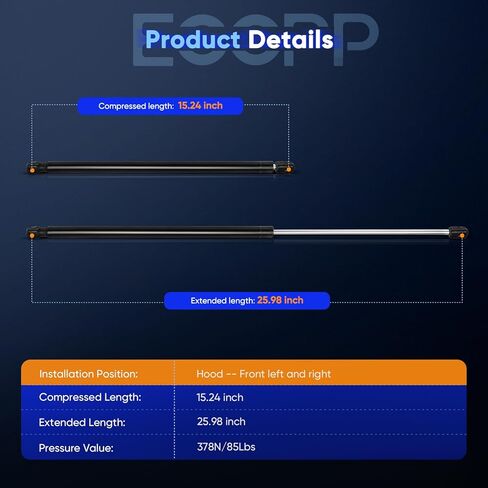 ECCPP Lift Support Hood Replacement Struts Gas Springs Fit for Ford for F-250 Super Duty 2011-2016,for Ford for F-350 Super Duty 2011-2016,for Ford for F-450 Super Duty 2011-2016 Set of 2 in Saudi Arabia