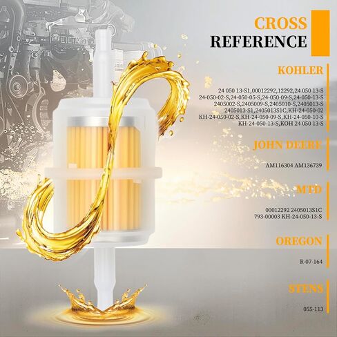 24 050 13-S1 24 050 10-S فلتر الوقود لمحركات Kohler CH18-CH25، CH620-CH740 CH750، CH940-CH1000، CV17-CV25، CV670-CV750 استبدال 15 ميكرون 24 050 13، 24 050 02-S محركات الأجزاء (عبوتين) in Kuwait