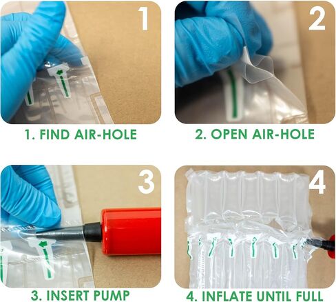 Innovative Haus Pack of 25 7 Inch x 8 Inch Inflatable Air Pillow Pouch Protectors with Free Pump for Heavy Duty Packing and Shipping Packaging Supplies. Protect Fragile Items for Moving and Storage in Kuwait