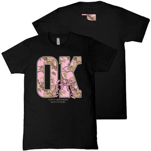 Simply Southern Oklahoma Home - Camo - Bow - Adult T-Shirt in Saudi Arabia