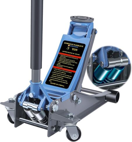 رافعة أرضية LARBANKE مع نطاق رفع: 3.15-18.31 بوصة، سعة 3 طن مع وسادات مطاطية وصواني مغناطيسية، رافعة أرضية منخفضة المستوى مع مضخة رفع سريعة بمكابس مزدوجة، للمركبات المساعدة، أزرق ورمادي in Kuwait