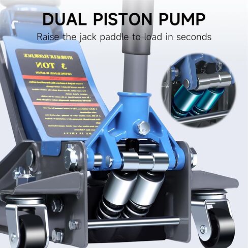 رافعة أرضية LARBANKE مع نطاق رفع: 3.15-18.31 بوصة، سعة 3 طن مع وسادات مطاطية وصواني مغناطيسية، رافعة أرضية منخفضة المستوى مع مضخة رفع سريعة بمكابس مزدوجة، للمركبات المساعدة، أزرق ورمادي in Kuwait