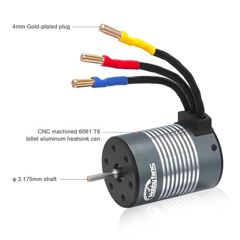 Hobby Fans مقاوم للماء S3650 3900KV محرك بدون فرشاة 3.175 مم عمود مع 60 أمبير بدون فرشاة ESC مجموعة وحدة تحكم السرعة الكهربائية مع غرفة تبريد وبطاقة برمجة لشاحنة سيارة RC 1/10، أسود in Kuwait