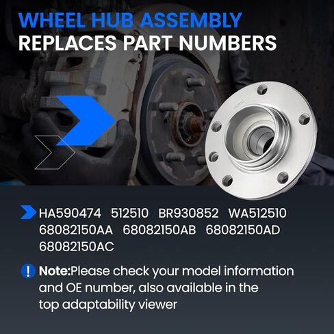512510 Rear Wheel Bearing and Hub Assembly Compatible with Dodge Dart 2013-2016 1.4L 2.0L 2.4L GAS, Replaces HA590474, 68082150AC, 5-Lug with ABS 2PCS in Saudi Arabia