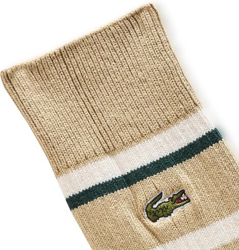 Lacoste Unisex Ankle Socks W/Stripes, Beige/White in Saudi Arabia