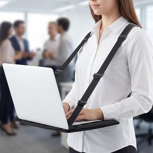 Laptop Harness for Walking Anti-Slip Upgraded Portable Wearable Black Laptop Stand with Safety Strap for up to 16 Inches Tablets E-Readers Notebook Notepad Standing Desk in Saudi Arabia