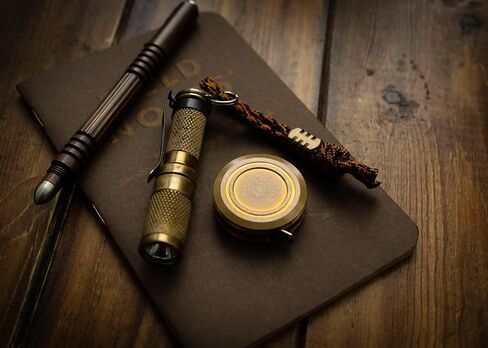 Vintage Edition Brass Retractable Tape Measure - 3 Foot User-Replaceable Tape - Pocket Size - Imperial and Metric - Keychain Clip - Matte Surface Finish - Everyday Carry in Kuwait