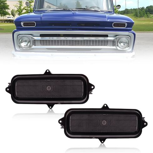 Parking Corner Side Marker Light Housing Compatible with 1960 1961 1962 1963 1964 1965 1966 Chevro-let Pickup Truck, Turn Signal Marker Light Cover [No Bulbs], Smoked Lens in Kuwait