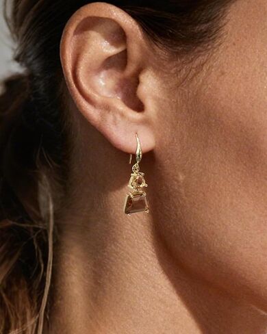 Small Gold Dangle Earrings for Women - Hypoallergenic Birthstone Crystal Dangle Drop Earrings Fashionable Gemstone Jewelry Ideal for Sensitive Ears & Daily Wear in Saudi Arabia