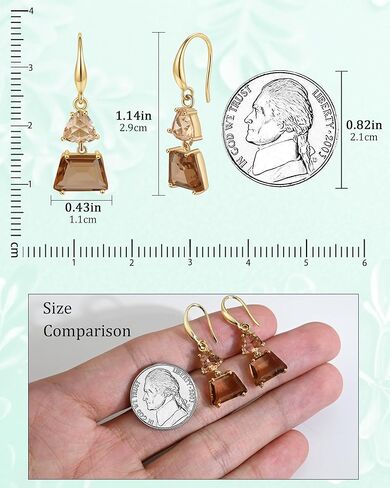 Small Gold Dangle Earrings for Women - Hypoallergenic Birthstone Crystal Dangle Drop Earrings Fashionable Gemstone Jewelry Ideal for Sensitive Ears & Daily Wear in Saudi Arabia