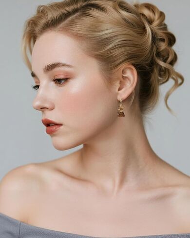 Small Gold Dangle Earrings for Women - Hypoallergenic Birthstone Crystal Dangle Drop Earrings Fashionable Gemstone Jewelry Ideal for Sensitive Ears & Daily Wear in Saudi Arabia
