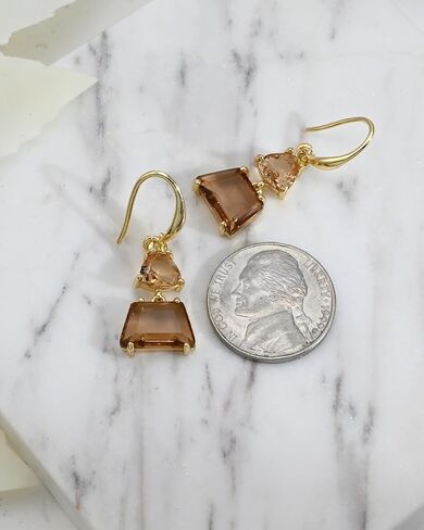 Small Gold Dangle Earrings for Women - Hypoallergenic Birthstone Crystal Dangle Drop Earrings Fashionable Gemstone Jewelry Ideal for Sensitive Ears & Daily Wear in Saudi Arabia