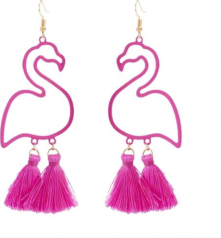 أقراط فلامنغو للنساء من الأكريليك اللامع على شكل حيوان متدلية على شكل حيوان إكسسوارات استوائية لعيد الميلاد وعيد الحب in Kuwait