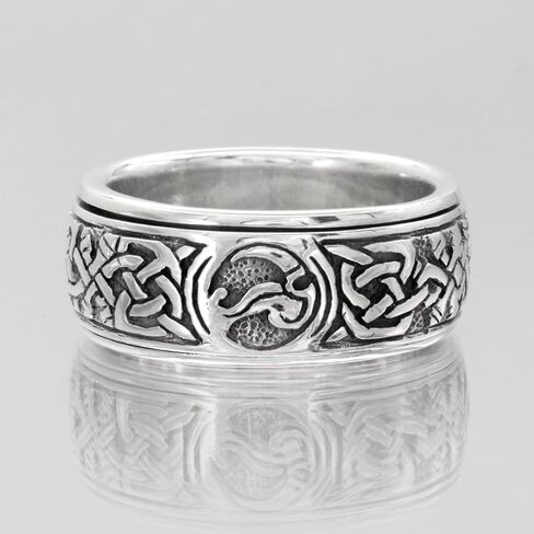 Moonlight Mysteries Sterling Silver Celtic Knot Pentacle Spinner Worry Ring Wicca Pagan Stress and Anxiety Relief Jewelry (Sizes 4-15) in Saudi Arabia