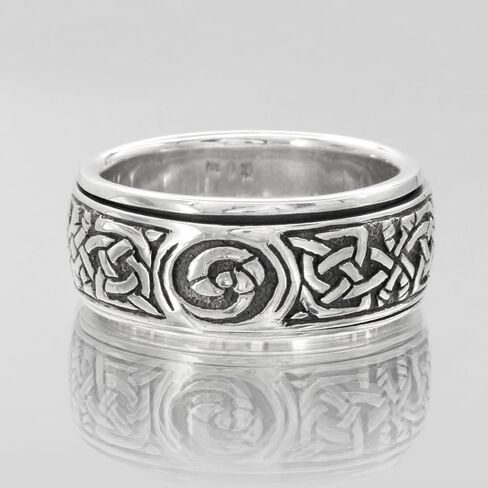 Moonlight Mysteries Sterling Silver Celtic Knot Pentacle Spinner Worry Ring Wicca Pagan Stress and Anxiety Relief Jewelry (Sizes 4-15) in Saudi Arabia
